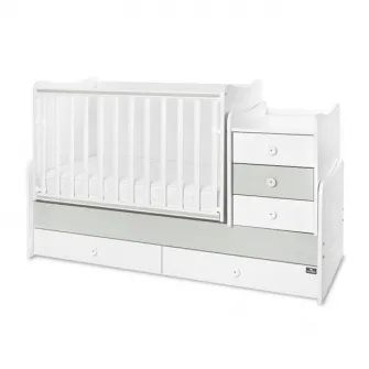 Mobilier multifunctional, Lorelli, Maxi Plus, 70 x 160 cm, transformabil, Trio White Milky Green