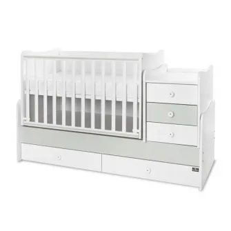 Mobilier multifunctional, Lorelli, Maxi Plus, 70 x 160 cm, transformabil, Trio White Milky Green