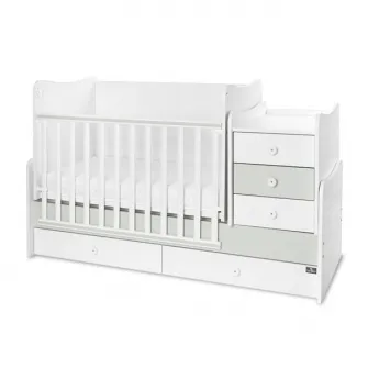 Mobilier multifunctional, Lorelli, Maxi Plus, 70 x 160 cm, transformabil, Trio White Milky Green