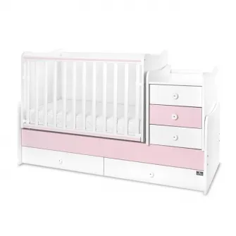 Mobilier multifunctional, Lorelli, Maxi Plus, 70 x 160 cm, transformabil, Trio White Orchid Pink