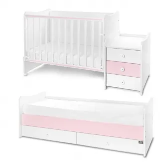 Mobilier multifunctional, Lorelli, Maxi Plus, 70 x 160 cm, transformabil, Trio White Orchid Pink