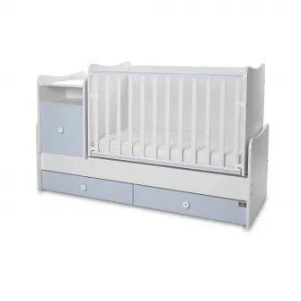 Mobilier multifunctional, Lorelli, Trend Plus, 167 x 72 x 105 cm, transformabil in 2 variante, sistem leganare, grilaj culisant si detasabil, White Baby Blue