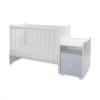 Mobilier multifunctional, Lorelli, Trend Plus, 167 x 72 x 105 cm, transformabil in 2 variante, sistem leganare, grilaj culisant si detasabil, White Baby Blue