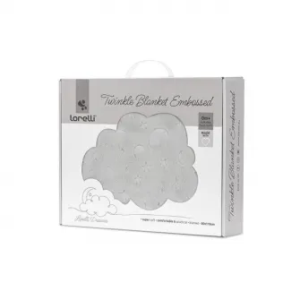 Paturica pentru bebelusi, Lorelli, Twinkle, material moale, model decorativ in relief, certificata Oeko-Tex, 80 x 110 cm, 0 luni+, Grey