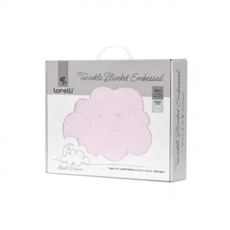 Paturica pentru bebelusi, Lorelli, Twinkle, material moale, model decorativ in relief, certificata Oeko-Tex, 80 x 110 cm, 0 luni+, Pink
