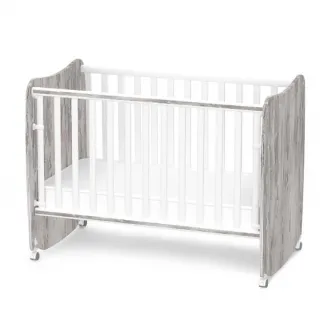 Patut bebe, Lorelli, Stars, 60 x 120 cm, cu functie de leganare, transformabil in casuta, White Artwood