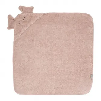 Prosop de baie cu gluga si broderie, Lorelli, 90 x 90 cm, 0 luni+, bumbac, Smoke Rose