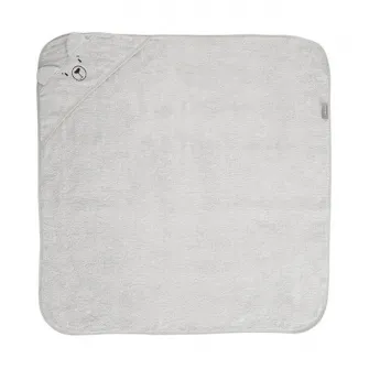 Prosop de baie cu gluga si broderie, Lorelli, 90 x 90 cm, 0 luni+, bumbac, Soft Grey