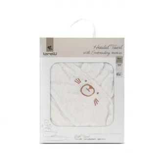 Prosop de baie cu gluga si broderie, Lorelli, 90 x 90 cm, 0 luni+, bumbac, White