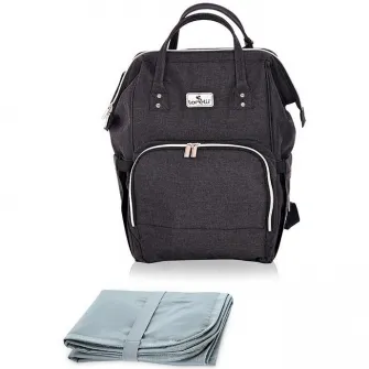 Rucsac accesorii bebelusi, Lorelli, Tina, multiple compartimente, Black, colectie 2021