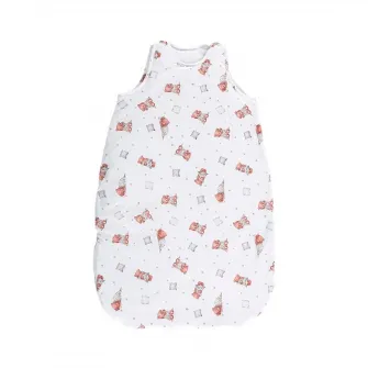 Sac de dormit de iarna, 95 cm, 18-24 luni, bumbac ranforce, captusit, cu umplutura din poliester, Bears & Pillows White