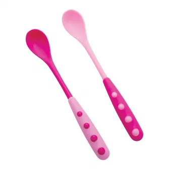 Set 2 lingurite cu manere lungi, Lorelli, 6 luni+, Pink