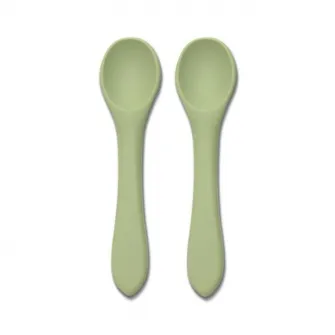 Set 2 lingurite din silicon natural, Lorelli, 6 luni+, Fresh Green