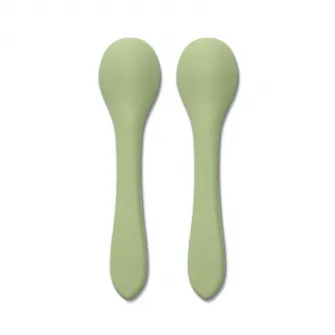 Set 2 lingurite din silicon natural, Lorelli, 6 luni+, Fresh Green