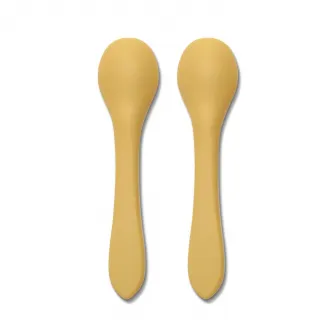 Set 2 lingurite din silicon natural, Lorelli, 6 luni+, Yellow