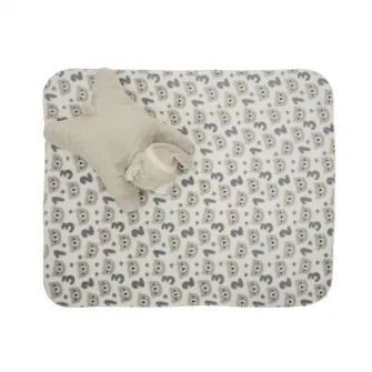 Set 2 piese, paturica 90 x 75 cm si pernuta ursulet 45 x 30 cm, Lorelli, Poffy Duo, 0 luni+, Beige