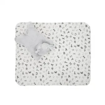 Set 2 piese, paturica 90 x 75 cm si pernuta ursulet 45 x 30 cm, Lorelli, Poffy Duo, 0 luni+, Grey