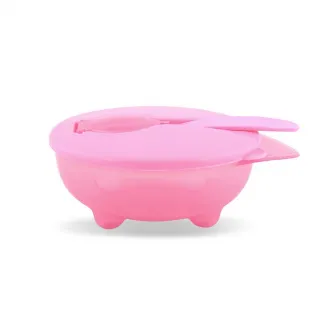 Set castron cu capac ermetic si lingurita, 5x12 cm, fara BPA, Pink