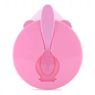 Set castron cu capac ermetic si lingurita, 5x12 cm, fara BPA, Pink