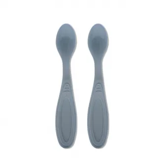 Set de 2 lingurite flexibile, Lorelli, potrivit pentru trecerea la primele alimente semi lichide, margine rotunjita care protejeaza gingiile bebelusului, 6 luni+, My Friend, Cameo Blue