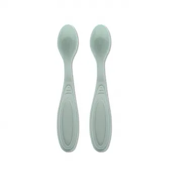 Set de 2 lingurite flexibile, Lorelli, potrivit pentru trecerea la primele alimente semi lichide, margine rotunjita care protejeaza gingiile bebelusului, 6 luni+, My Friend, Iceberg Green