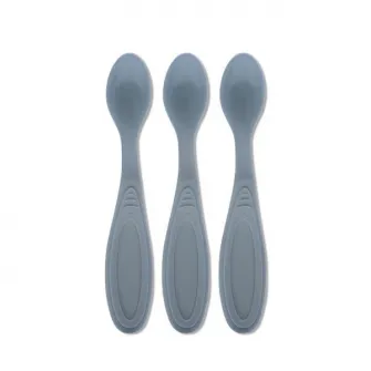 Set de 3 lingurite flexibile, Lorelli, potrivit pentru trecerea la primele alimente semi lichide, margine rotunjita care protejeaza gingiile bebelusului, 6 luni+, My Friend, Cameo Blue