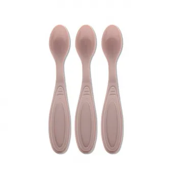 Set de 3 lingurite flexibile, Lorelli, potrivit pentru trecerea la primele alimente semi lichide, margine rotunjita care protejeaza gingiile bebelusului, 6 luni+, My Friend, Mellow Rose