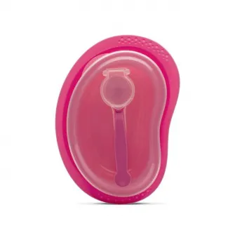 Set de hranire 3 piese, Lorelli, contine farfurie, castron cu capac cu inchidere ermetica, lingurita, 6 luni+, Pink