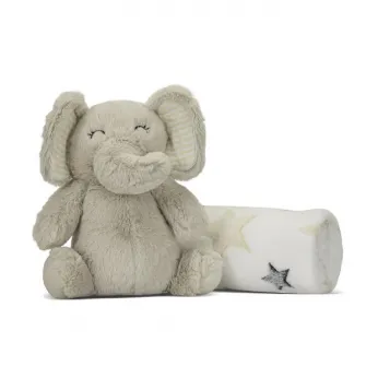 Set paturica moale si jucarie din plus elefant, Lorelli, Nappy, 90 x 75 cm, 0 luni+, Beige