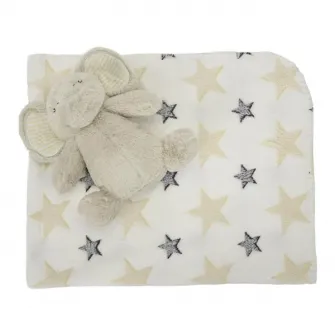 Set paturica moale si jucarie din plus elefant, Lorelli, Nappy, 90 x 75 cm, 0 luni+, Beige
