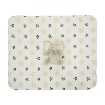 Set paturica moale si jucarie din plus elefant, Lorelli, Nappy, 90 x 75 cm, 0 luni+, Beige