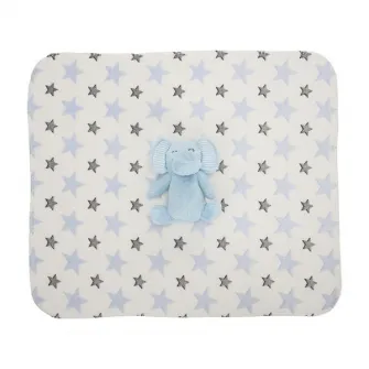 Set paturica moale si jucarie din plus elefant, Lorelli, Nappy, 90 x 75 cm, 0 luni+, Blue