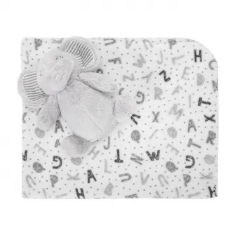 Set paturica moale si jucarie din plus elefant, Lorelli, Nappy, 90 x 75 cm, 0 luni+, Grey