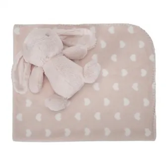 Set paturica moale si jucarie din plus iepuras, Lorelli, Nappy, 90 x 75 cm, 0 luni+, Pink