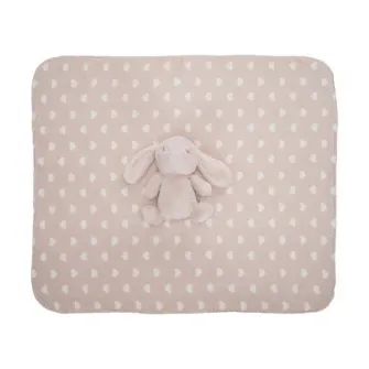 Set paturica moale si jucarie din plus iepuras, Lorelli, Nappy, 90 x 75 cm, 0 luni+, Pink