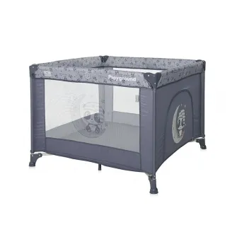 Tarc de joaca, Lorelli, Playground, 100 x 100 cm, 0-36 luni, salteluta, usa cu fermoar, geanta transport, mecanism dublu de siguranta, Cool Grey Pandas