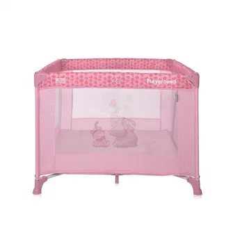 Tarc de joaca, Lorelli, Playground, 100 x 100 cm, 0-36 luni, salteluta, usa cu fermoar, geanta transport, mecanism dublu de siguranta, Melow Rose Fellows