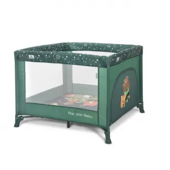 Tarc de joaca Play N Relax, Lorelli, 100x100x75 cm, deschidere laterala cu fermoar, geanta de transport, Green Night