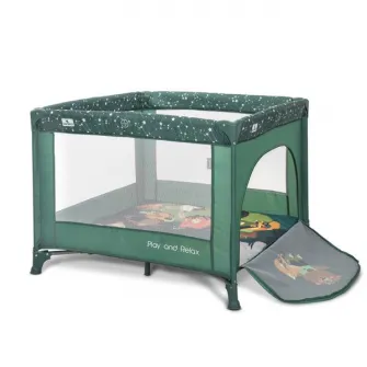 Tarc de joaca Play N Relax, Lorelli, 100x100x75 cm, deschidere laterala cu fermoar, geanta de transport, Green Night