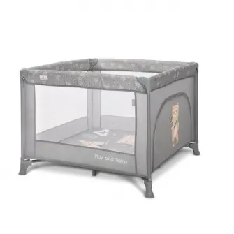 Tarc de joaca Play N Relax, Lorelli, 100x100x75 cm, deschidere laterala cu fermoar, geanta de transport, Grey Adventure