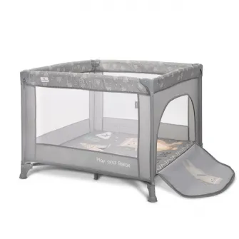 Tarc de joaca Play N Relax, Lorelli, 100x100x75 cm, deschidere laterala cu fermoar, geanta de transport, Grey Adventure