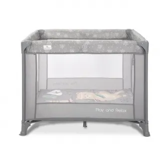 Tarc de joaca Play N Relax, Lorelli, 100x100x75 cm, deschidere laterala cu fermoar, geanta de transport, Grey Adventure