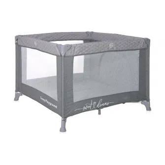 Tarc de joaca, Sunny Playground, 0-36 luni, maxim 15 kg, pliabil, mecanism siguranta, saltea 2 cm si sezut intarit, Cool Grey Star