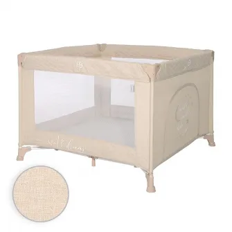 Tarc de joaca, Sunny Playground, 0-36 luni, maxim 15 kg, pliabil, mecanism siguranta, saltea 2 cm si sezut intarit, Frog Beige Star
