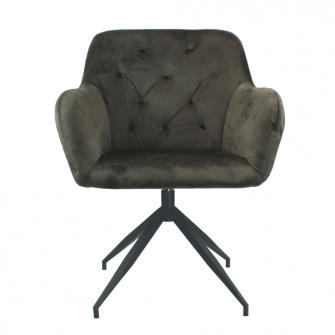 Scaun pivotant, tesatura de catifea maro negru, VELEZA NEW