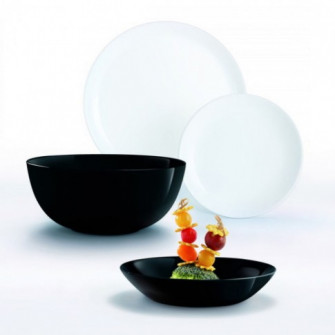 Farfurii Luminarc Diwali, opal, alb / negru, set 19 pie