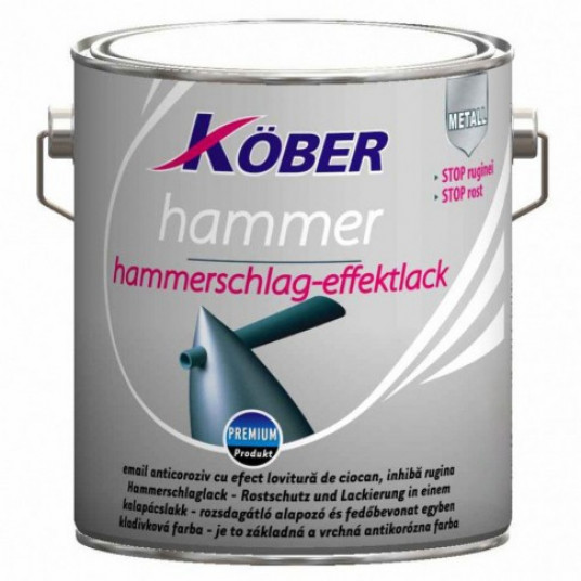 Vopsea Alchidica Pentru Metal Kober Hammer Efect Lovitura De Ciocan Interior Exterior Negru E81900 10 L
