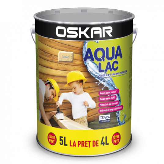 Lac Pentru Lemn Oskar Aqua Lac Incolor Pe Baza De Apa Interior Exterior 5 L
