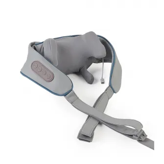Electric Neck Massager with Heating Function and 6 Massage Attachments for Adults, Blue Gray
