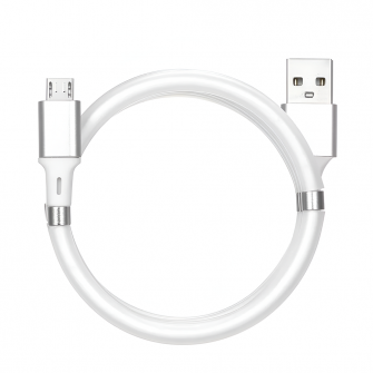 Helmet Cable USB to Micro USB With Magnetic Organizer 1m, White